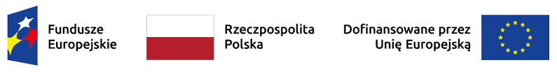 Elementy identyfikacji wizualnej: logo Funduszy Europejskich, flagi Polski i Unii Europejskiej